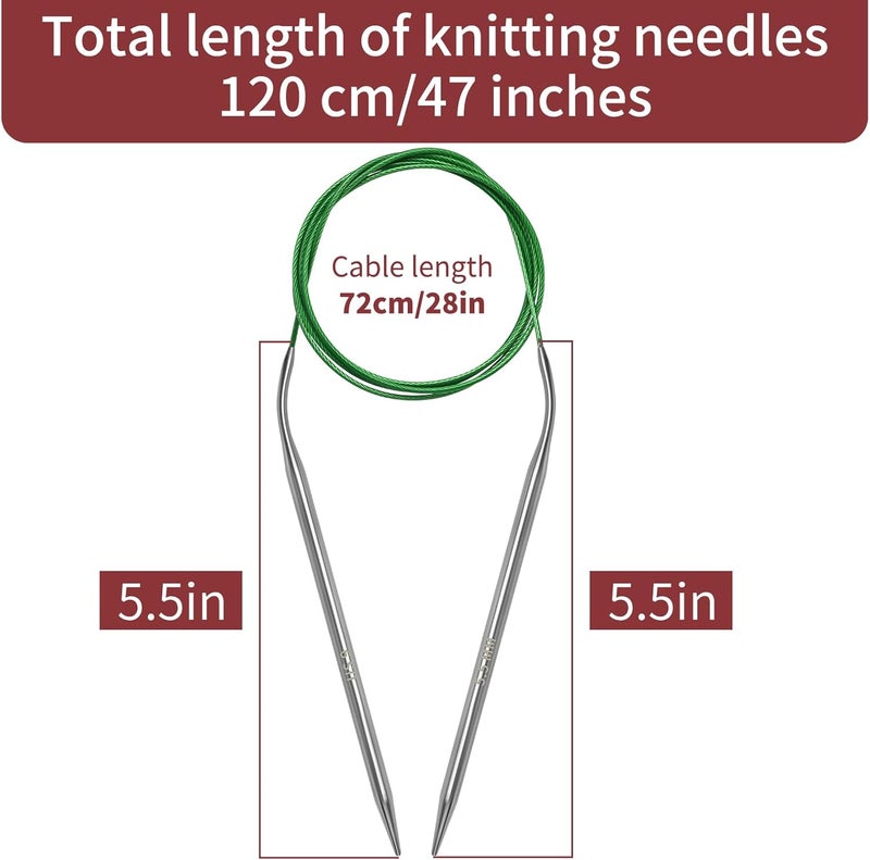Soosui 5.5 mm Circular Knitting Needles US9 |47 inches/120 cm | for Beginners Knitting Shawls, Scarves, Blankets and Other Large Projects! - Image 2